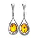 Sterling Silver Drop Earrings With Cognac Amber The Sonnet, image 