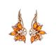 Amber Earrings In Gold-Plated Silver With Crystals The Lotus, image 