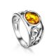 Cognac Amber Ring In Sterling Silver The Scheherazade, Ring Size: 11.5 / 21, image 