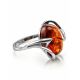 Sterling Silver Ring With Cognac Amber The Palermo, Ring Size: 4 / 15, image 