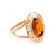 Golden Ring With Luminous Cognac Amber The Ellas, Ring Size: 6 / 16.5, image 