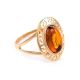 Golden Ring With Luminous Cognac Amber The Ellas, Ring Size: 7 / 17.5, image 
