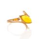 Golden Ring With Leaf Cut Amber The Adagio, Ring Size: 6 / 16.5, image 