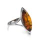 Sterling Silver Ring With Cognac Amber The Amaranth, Ring Size: 5.5 / 16, image 