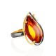 One Size Amber Ring In Gold-Plated Silver The Rialto, Ring Size: Adjustable, image 
