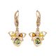 Drop Amber Earrings In Gold-Plated Silver With Crystals The Edelweiss, image 