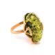 Green Amber Ring In Gold-Plated Silver The Rendezvous, Ring Size: 11.5 / 21, image 