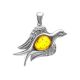 Silver Dove Pendant With Cognac Amber, image 