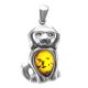Silver Puppy Pendant With Cognac Amber, image 