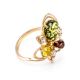 Multicolor Amber Ring In Gold-Plated Silver With Crystals The Edelweiss, Ring Size: 9 / 19, image 