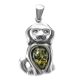 Silver Puppy Pendant With Green Amber, image 