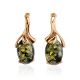 Gold-Plated Earrings With Green Amber The Crocus, image 