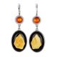 Drop Amber Earrings In Sterling Silver The Panther, image 