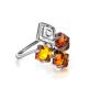 Cognac Amber Ring In Sterling Silver The Vernissage, Ring Size: 4 / 15, image 