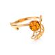 Gold-Plated Ring With Cognac Amber The Florina, Ring Size: 5.5 / 16, image 