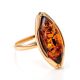 Bright Gold-Plated Ring With Cognac Amber The Ballade, Ring Size: 6 / 16.5, image 
