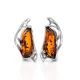 Bold Silver Earrings With Cognac Amber The Illusion, image 