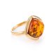 Gold-Plated Silver Ring With Cognac Amber The Zephyr​, Ring Size: 13 / 22, image 