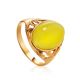 Oval Amber Ring In Gold-Plated Silver The Carmen, Ring Size: 5.5 / 16, image 