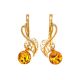 Gold-Plated Earrings With Cognac Amber The Florina, image 