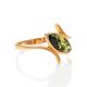 Delicate Gold-Plated Ring With Green Amber The Adagio, Ring Size: 10 / 20, image 