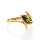 Delicate Gold-Plated Ring With Green Amber The Adagio, Ring Size: 9.5 / 19.5, image 