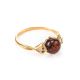 Cherry Amber Ring In Gold-Plated Silver With Crystals The Sambia, Ring Size: 9.5 / 19.5, image 