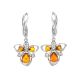 Drop Amber Earring In Sterling Silver With Crystals The Edelweiss, image 