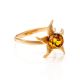 Wonderful Gold Plated Ring With Luminous Cognac Amber The Persimmon, Ring Size: 8 / 18, image 