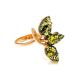 Green Amber Ring In Gold-Plated Silver The Dandelion, Ring Size: 11.5 / 21, image 