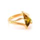 Gold-Plated Ring With Green Amber The Vesta, Ring Size: 8.5 / 18.5, image 