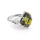 Bold Silver Ring With Green Amber The Astoria, Ring Size: 12 / 21.5, image 