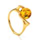 Bright Amber Ring In Gold-Plated Silver The Aldebaran, Ring Size: 6 / 16.5, image 