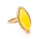 Luminous Amber Ring In Gold-Plated Silver The Ballade, Ring Size: 11 / 20.5, image 