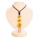 White Amber Necklace With Textile Cord The Indonesia, image 