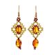 Cognac Amber Braided Dangles With Glass Beads The Fable, image 