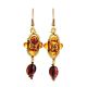 Multicolor Amber Drop Earrings With Brownish Glass Beads The Fable, image 