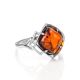 Stylish Silver Ring With Cognac Amber The Astoria, Ring Size: 11 / 20.5, image 