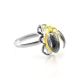 Honey Amber Ring In Sterling Silver The Scarab, Ring Size: 8 / 18, image 