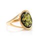 Bold Gold-Plated Ring With Green Amber The Strauss, Ring Size: 5.5 / 16, image 