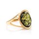 Bold Gold-Plated Ring With Green Amber The Strauss, Ring Size: 12 / 21.5, image 