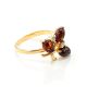 Gold-Plated Ring With Cherry Amber And Crystals The Verbena, Ring Size: 11.5 / 21, image 