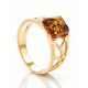 Bold Gold-Plated Ring With Cognac Amber The Artemis, Ring Size: 6 / 16.5, image 