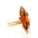 Adorable Gold-Plated Ring With Cognac Amber The Ballade, Ring Size: 10 / 20, image 