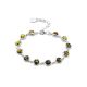 Silver Link Bracelet With Green Amber The Berry, image 