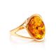 Gold-Plated Ring With Cognac Amber The Strauss, Ring Size: 6 / 16.5, image 