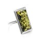 Green Amber Cocktail Ring In Sterling Silver The Chelsea, Ring Size: 6 / 16.5, image 