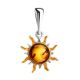 Sun Shaped Amber Pendant In Gold-Plated Silver The Helios, image 