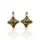 Geometric Green Amber Earrings In Gold-Plated Silver The Artemis, image 