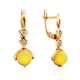 Drop Amber Earrings In Gold-Plated Silver With Crystals The Sambia, image 